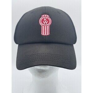 Kenworth Black Adjustable Truckers Hat Cap Adjustable One Size Black Red Logo